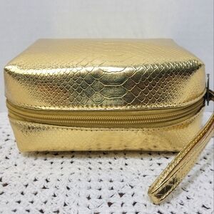 Gold Muslanka Snakeskin Wristlet/Make-up Bag